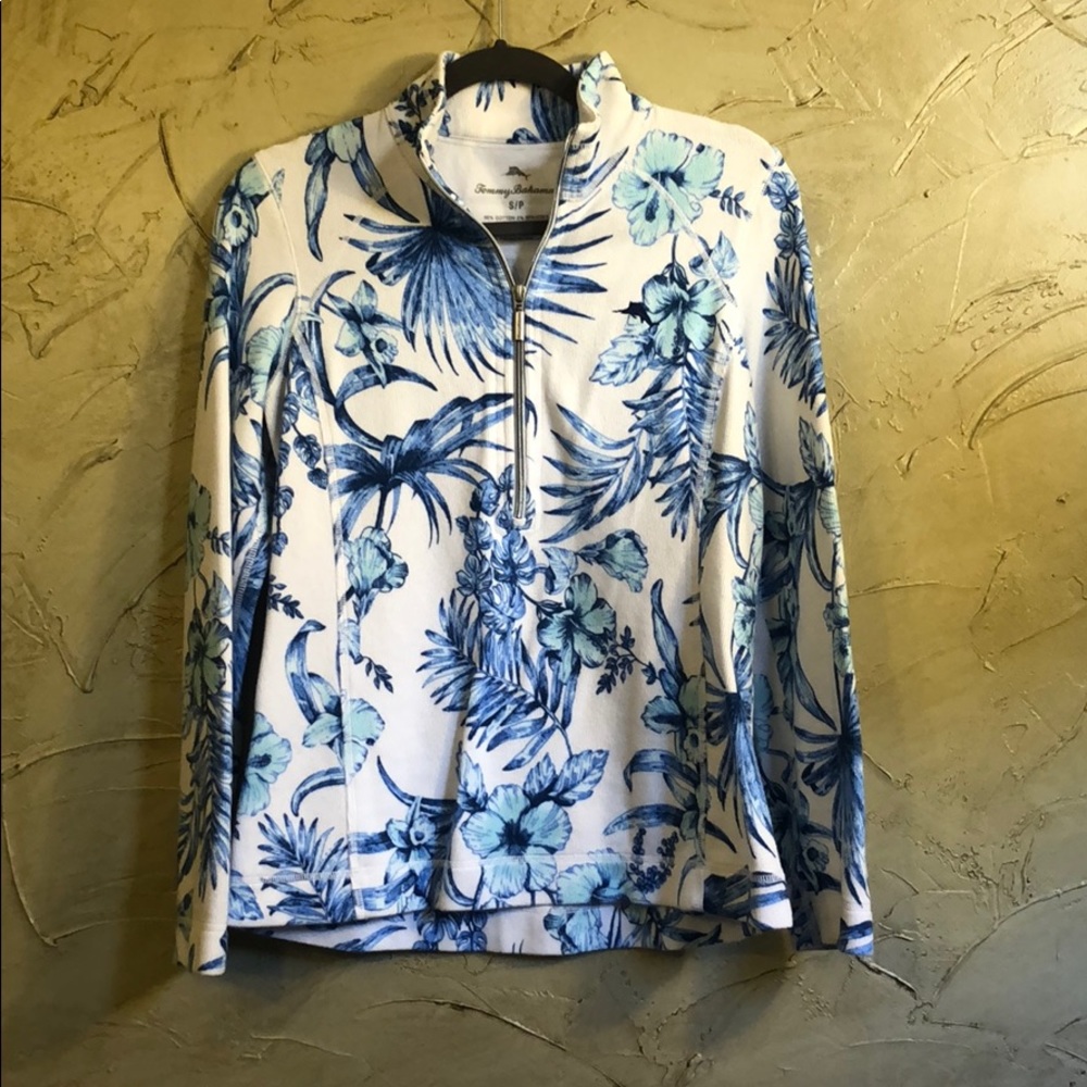 Tommy Bahama Lightweight Aruba HalfZip, Blue White